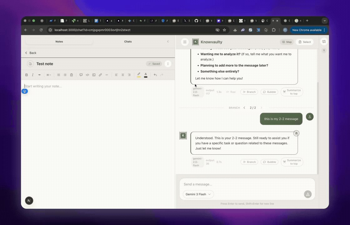 Drag and drop AI messages into notes